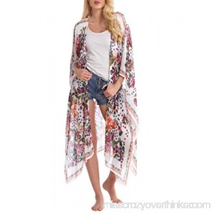 Abollria Women's Loose Cover Ups Kimono Cardigan Chiffon Floral Open Front Blouses Sheer Tops S7 B078HKXWJ8